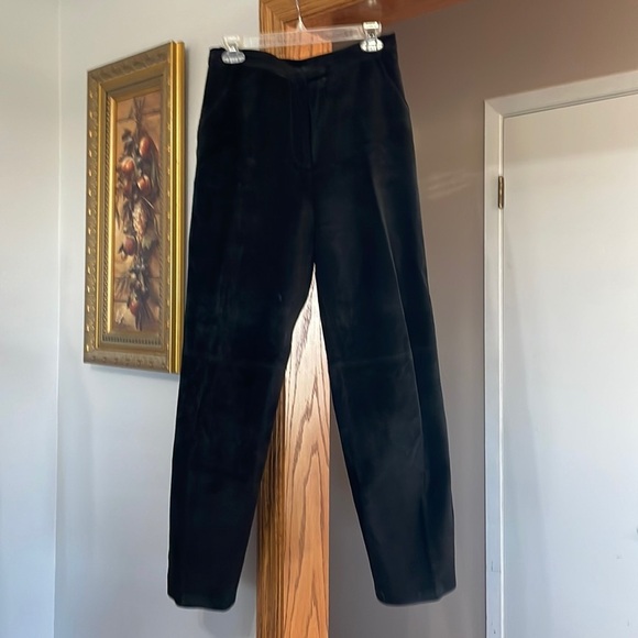 Alfani Size 10 100% Leather Black Straight Leg Pants - Picture 1 of 4